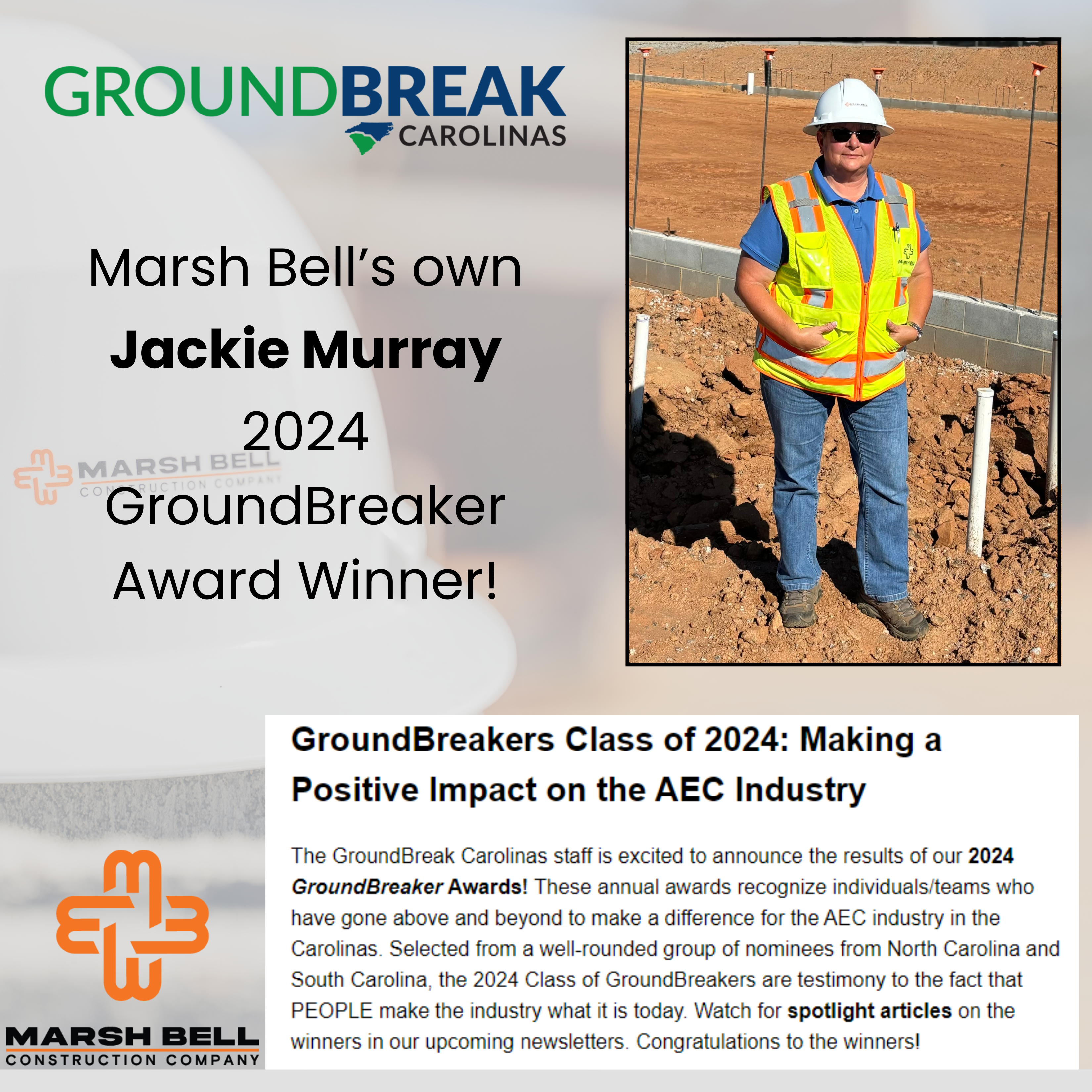 Marsh Bell General Superintendent, Jackie Murray named a 2024 GroundBreaker Award Winner!